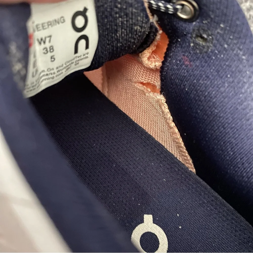 On Running Women's Peach and White Sneakers - Picture 7 of 10